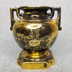 Stangl 22k Black Gold Hand Painted Ceramic Mini Vase‎ 4"H